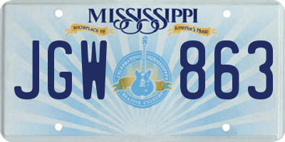 MS license plate JGW863