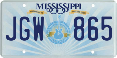 MS license plate JGW865