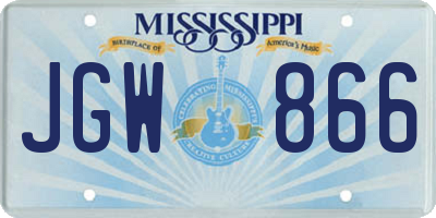 MS license plate JGW866