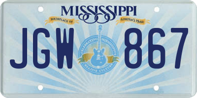 MS license plate JGW867