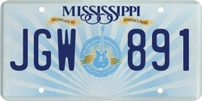 MS license plate JGW891