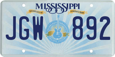 MS license plate JGW892