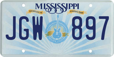 MS license plate JGW897