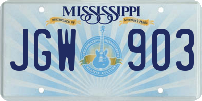 MS license plate JGW903