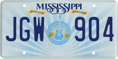 MS license plate JGW904