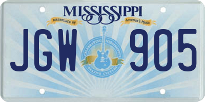 MS license plate JGW905