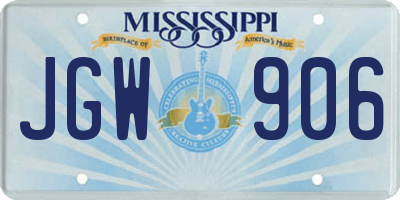 MS license plate JGW906
