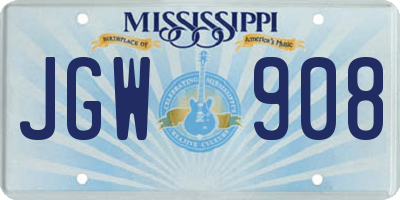 MS license plate JGW908