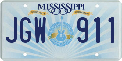 MS license plate JGW911