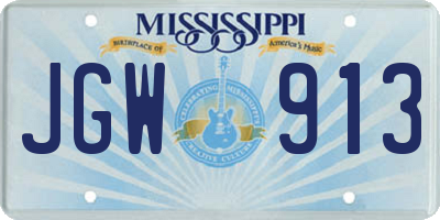 MS license plate JGW913