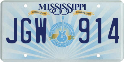 MS license plate JGW914