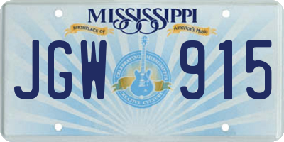MS license plate JGW915