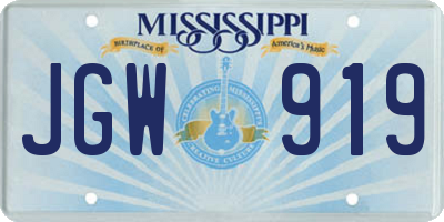 MS license plate JGW919