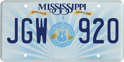 MS license plate JGW920