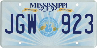MS license plate JGW923