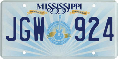 MS license plate JGW924