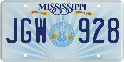 MS license plate JGW928