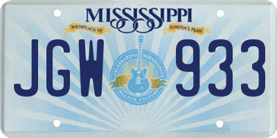 MS license plate JGW933