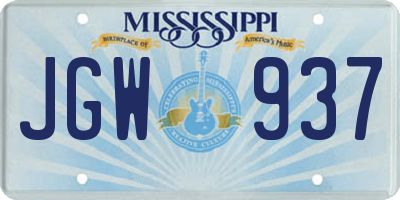 MS license plate JGW937