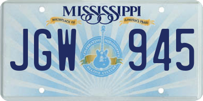 MS license plate JGW945