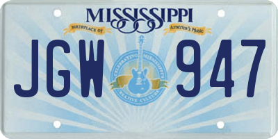 MS license plate JGW947