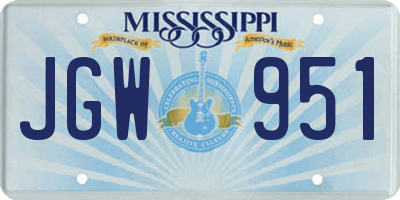 MS license plate JGW951