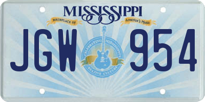 MS license plate JGW954