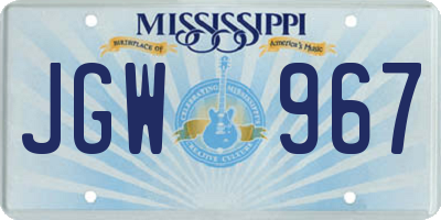 MS license plate JGW967