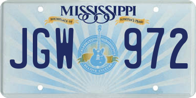 MS license plate JGW972