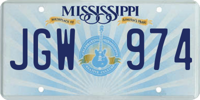 MS license plate JGW974