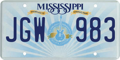 MS license plate JGW983