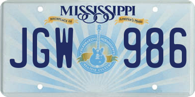 MS license plate JGW986
