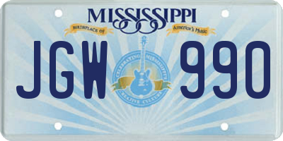 MS license plate JGW990