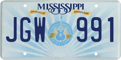 MS license plate JGW991