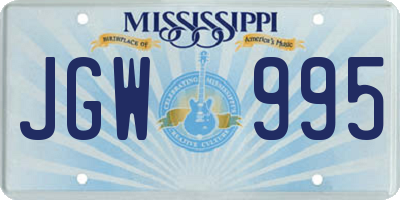 MS license plate JGW995