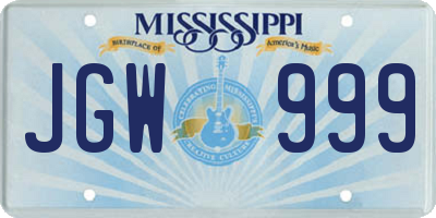 MS license plate JGW999