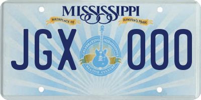 MS license plate JGX000
