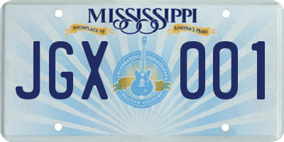 MS license plate JGX001