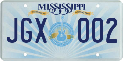 MS license plate JGX002