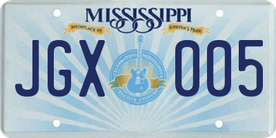 MS license plate JGX005