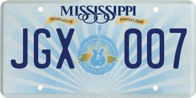 MS license plate JGX007