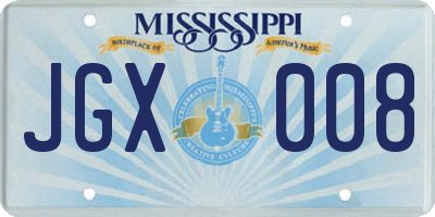 MS license plate JGX008