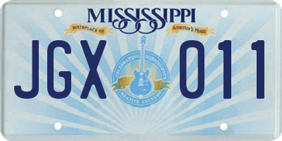 MS license plate JGX011