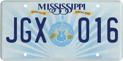 MS license plate JGX016