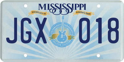 MS license plate JGX018