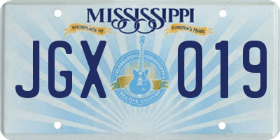 MS license plate JGX019