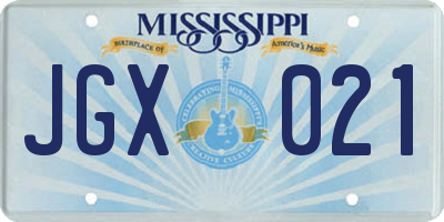 MS license plate JGX021