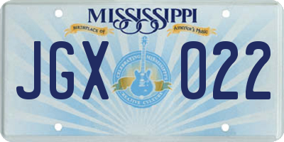 MS license plate JGX022