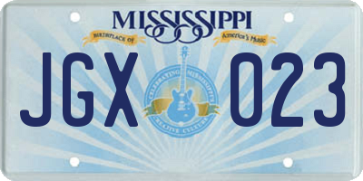 MS license plate JGX023
