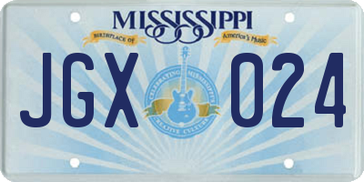 MS license plate JGX024